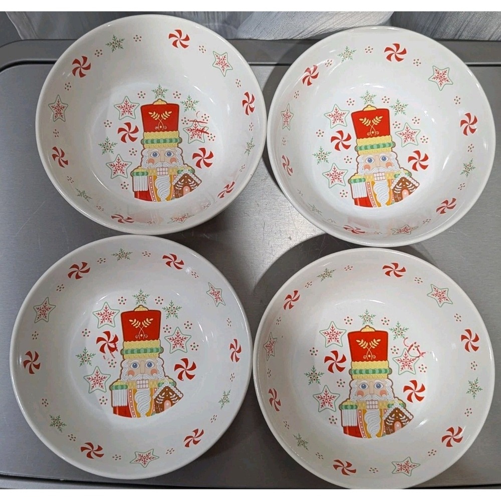 Temp-tations By Tara In Seasonal Set Of (4) 8-oz Dip Bowls.‎ Nutcracker Design
